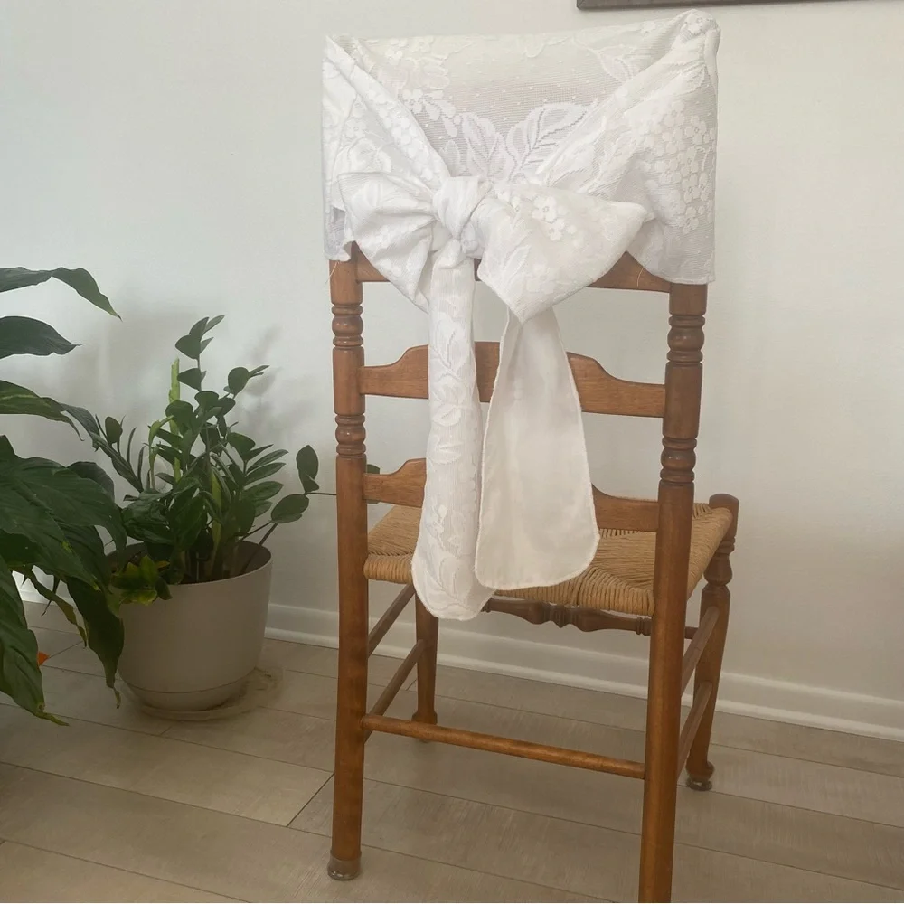 Chair Covers Caps with Bow Set of Two